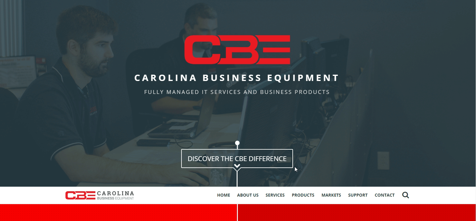 New homagepage for Carolina Business Equipment's revamped website